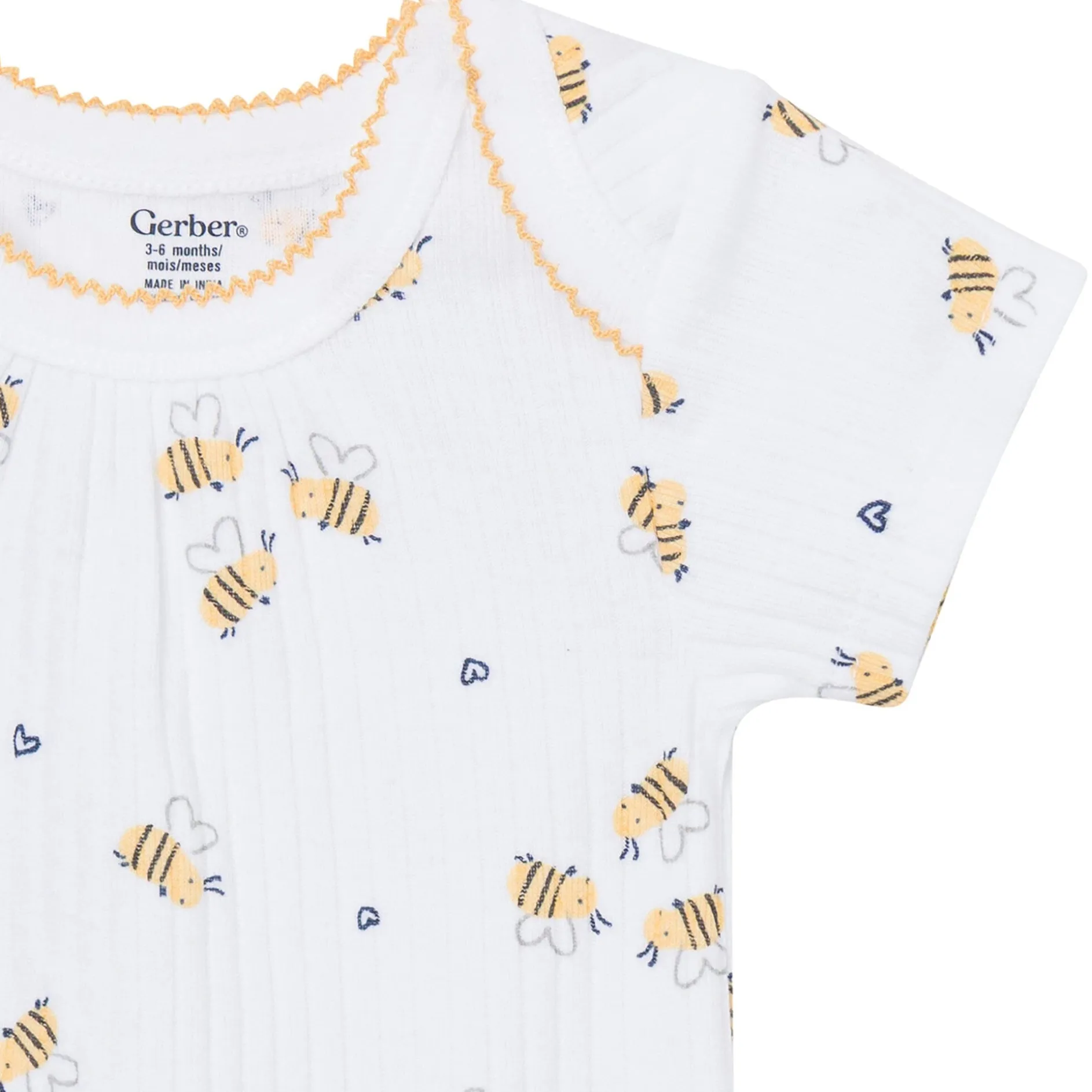4-Pack Baby Girls Bee Flower Garden Short Sleeve Bodysuits