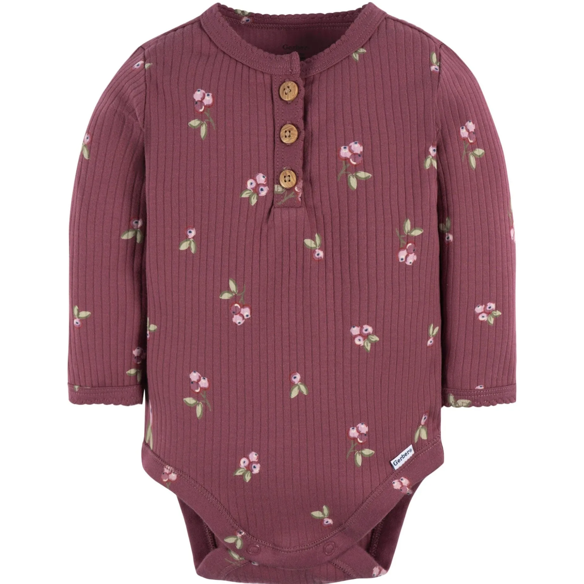 2-Pack Baby Girls Berries Henley Onesies® Bodysuits
