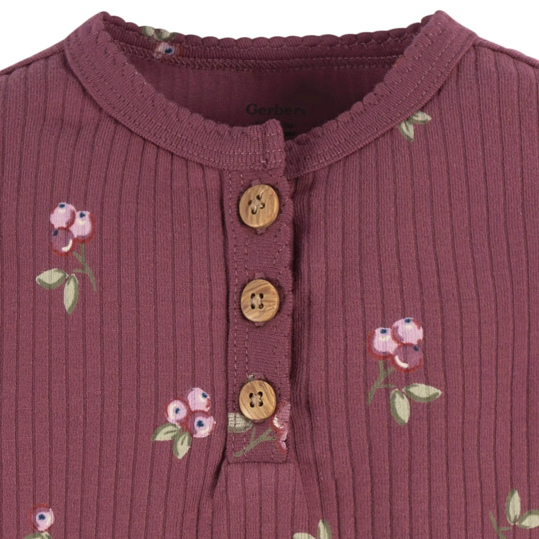 2-Pack Baby Girls Berries Henley Onesies® Bodysuits
