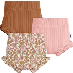 3-Pack Baby Girls Brown, Pink, & Garden Floral Bloomer Shorts