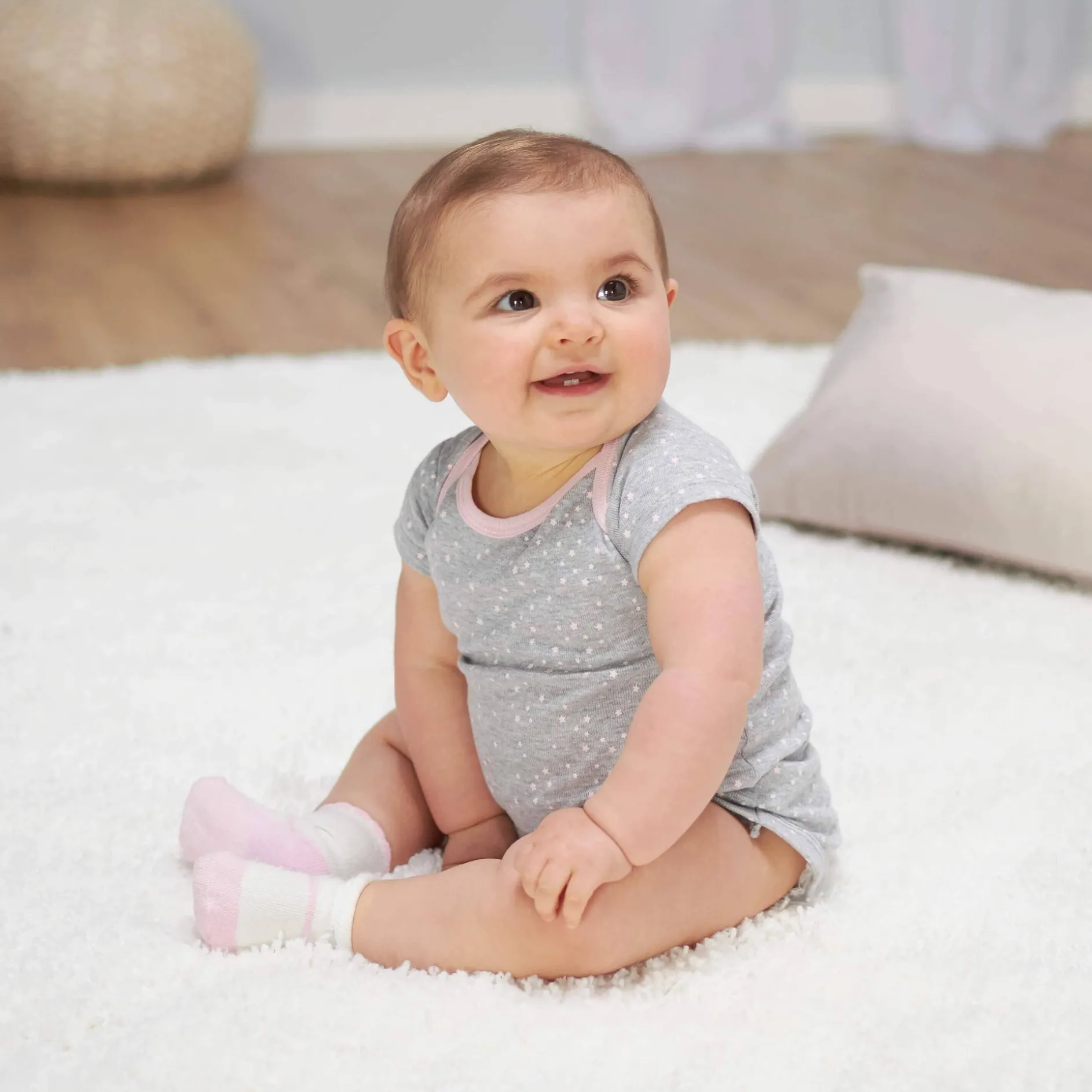 5-Pack Baby Girls Bunny Short Sleeve Onesies® Bodysuits