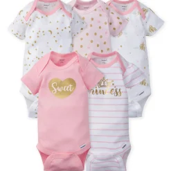 5-Pack Baby Girls Castle Short Sleeve Onesies® Bodysuits