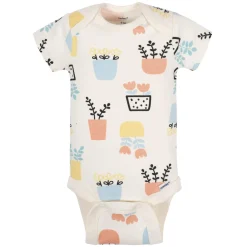 5-Pack Baby Girls Comfy Stretch Flower Pot Short Sleeve Onesies® Bodysuits