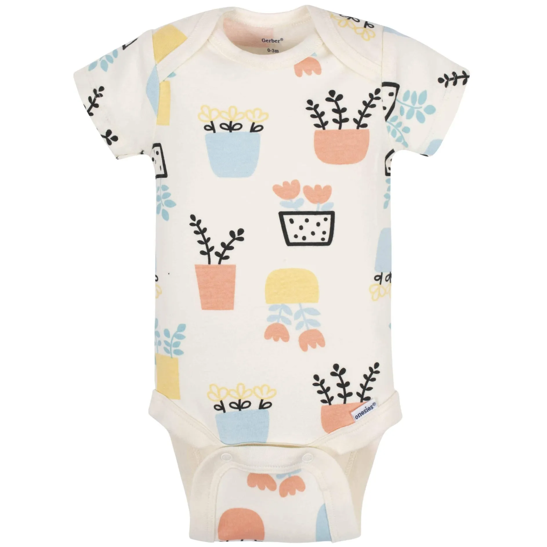 5-Pack Baby Girls Comfy Stretch Flower Pot Short Sleeve Onesies® Bodysuits