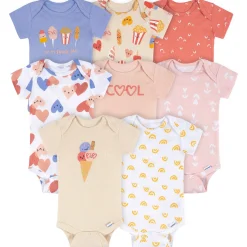8-Pack Baby Girls Cool Snacks Short Sleeve Onesies® Bodysuits