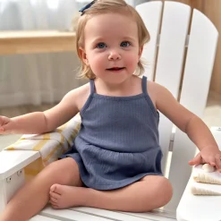 3-Pack Baby Girls Coral, Gray, & Navy Sleeveless Skirted Onesies® Bodysuits