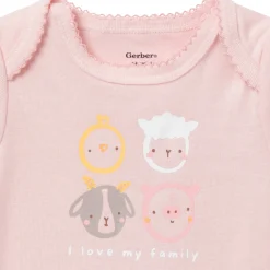 3-Pack Baby Girls Farm Family Short Sleeve Onesies® Bodysuits