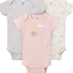 3-Pack Baby Girls Farm Family Short Sleeve Onesies® Bodysuits