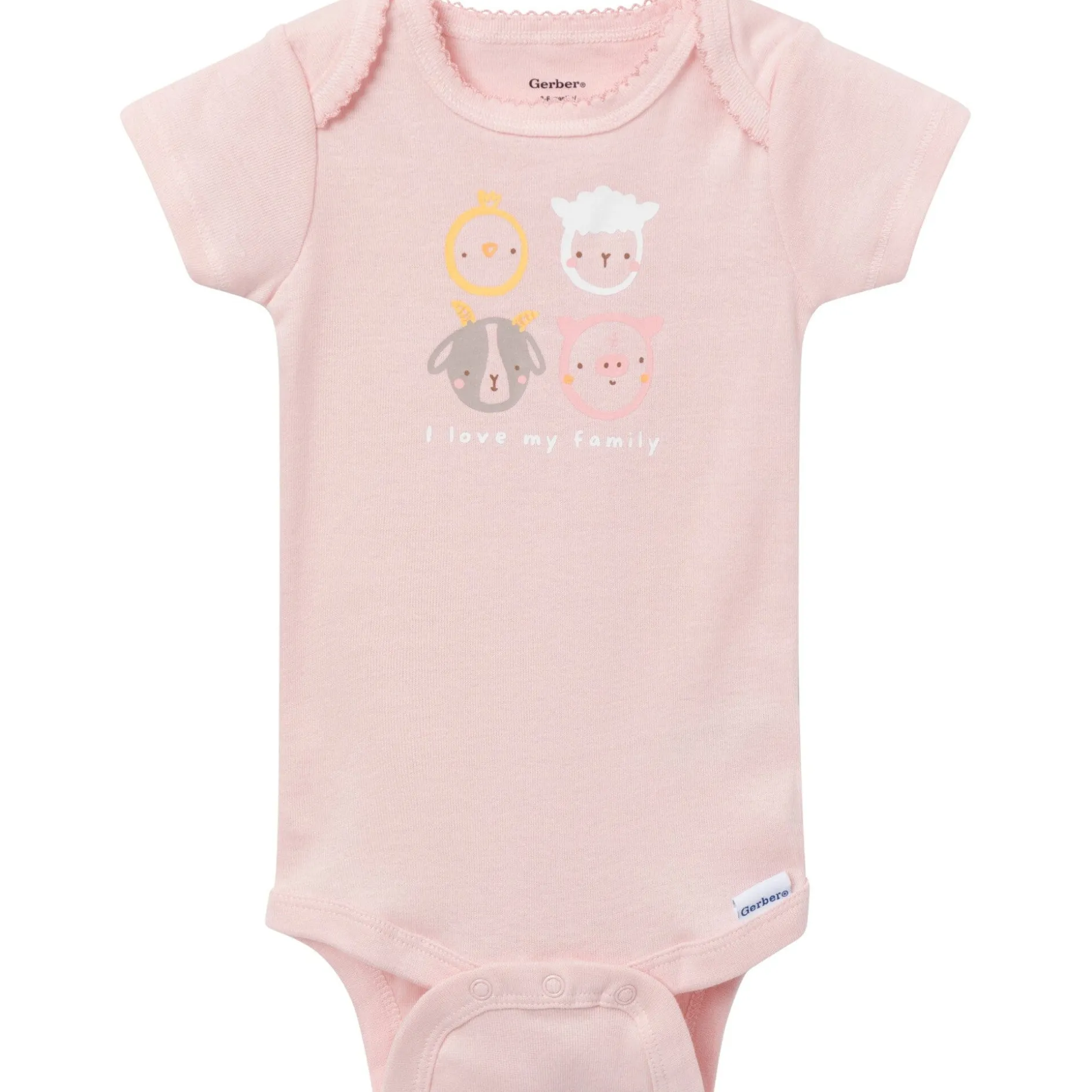3-Pack Baby Girls Farm Family Short Sleeve Onesies® Bodysuits