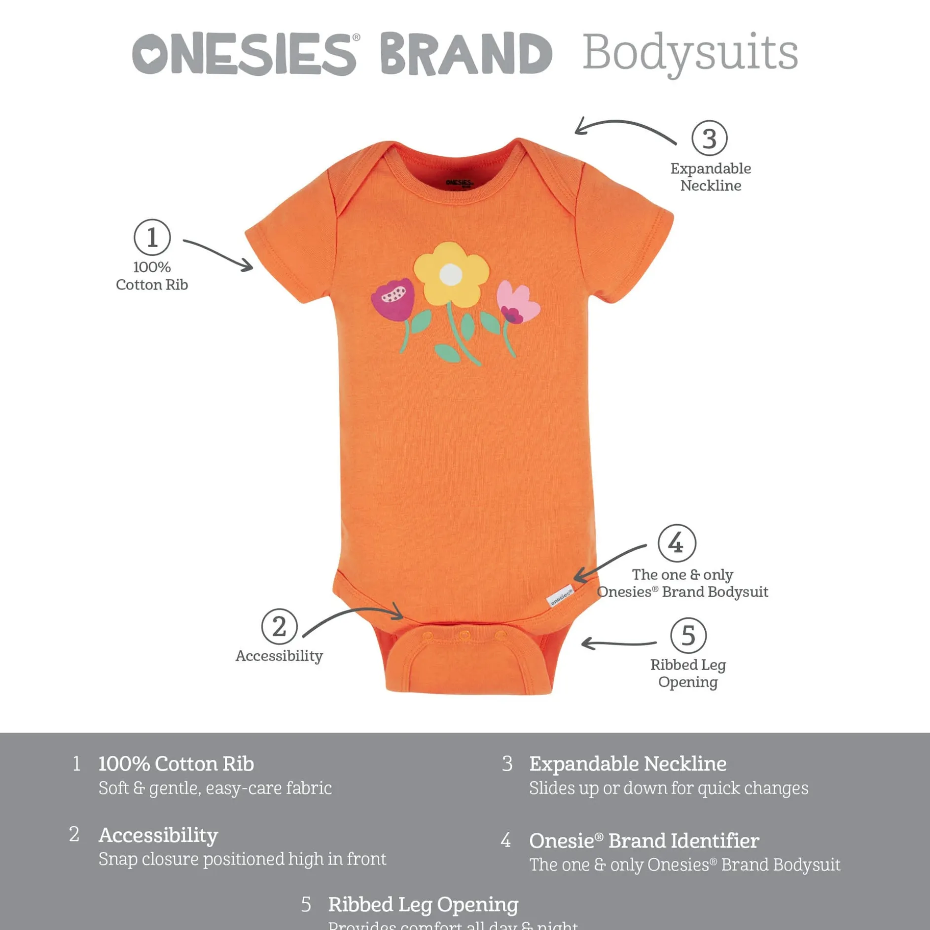 8-Pack Baby Girls Floral Fox Short Sleeve Onesies® Bodysuits