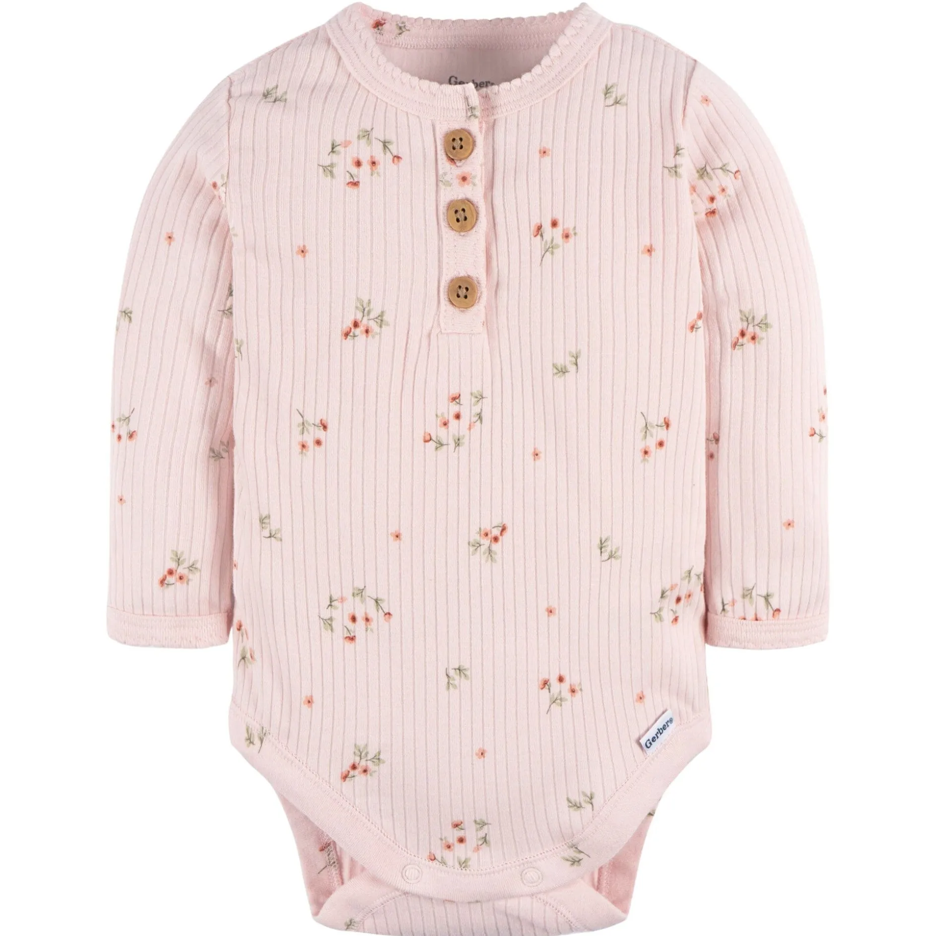 2-Pack Baby Girls Floral Henley Onesies® Bodysuits