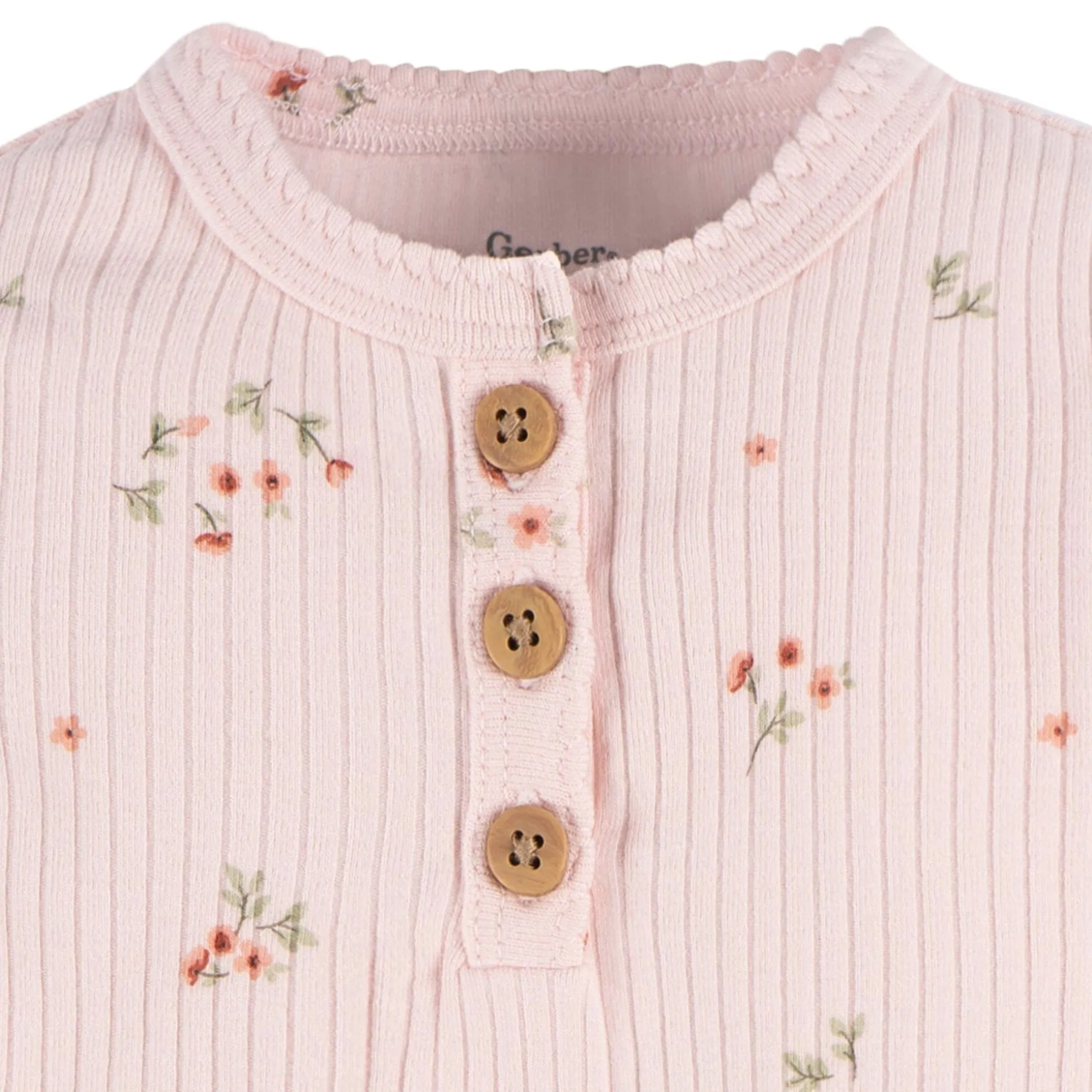 2-Pack Baby Girls Floral Henley Onesies® Bodysuits