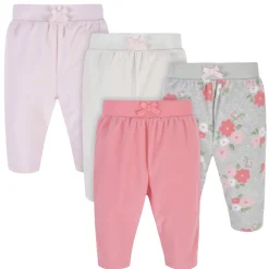 4-Pack Baby Girls Floral Microfleece Pants