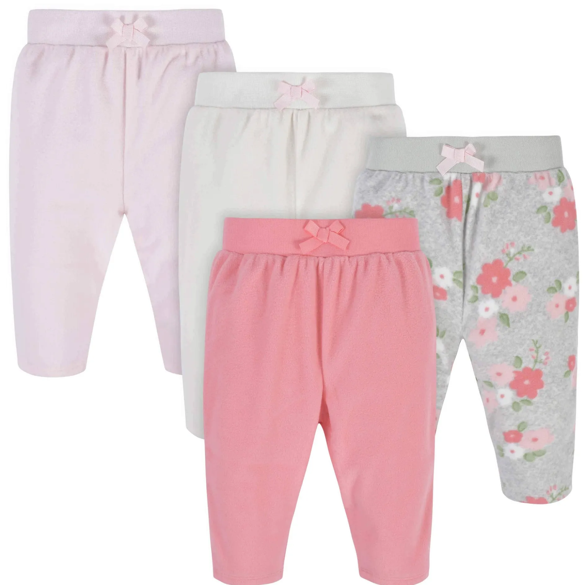 4-Pack Baby Girls Floral Microfleece Pants