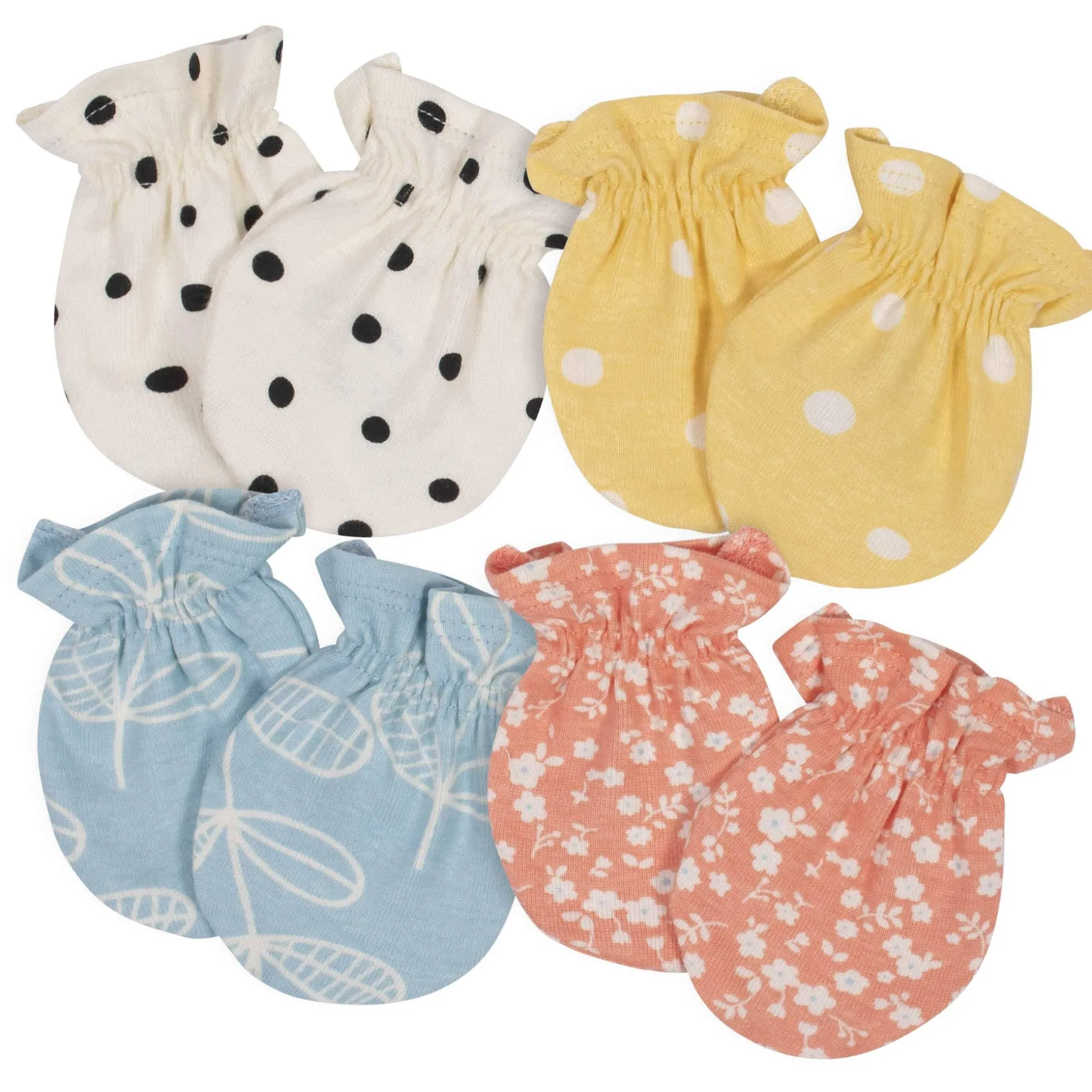 4-Pack Baby Girls Flower Pot No Scratch Mittens