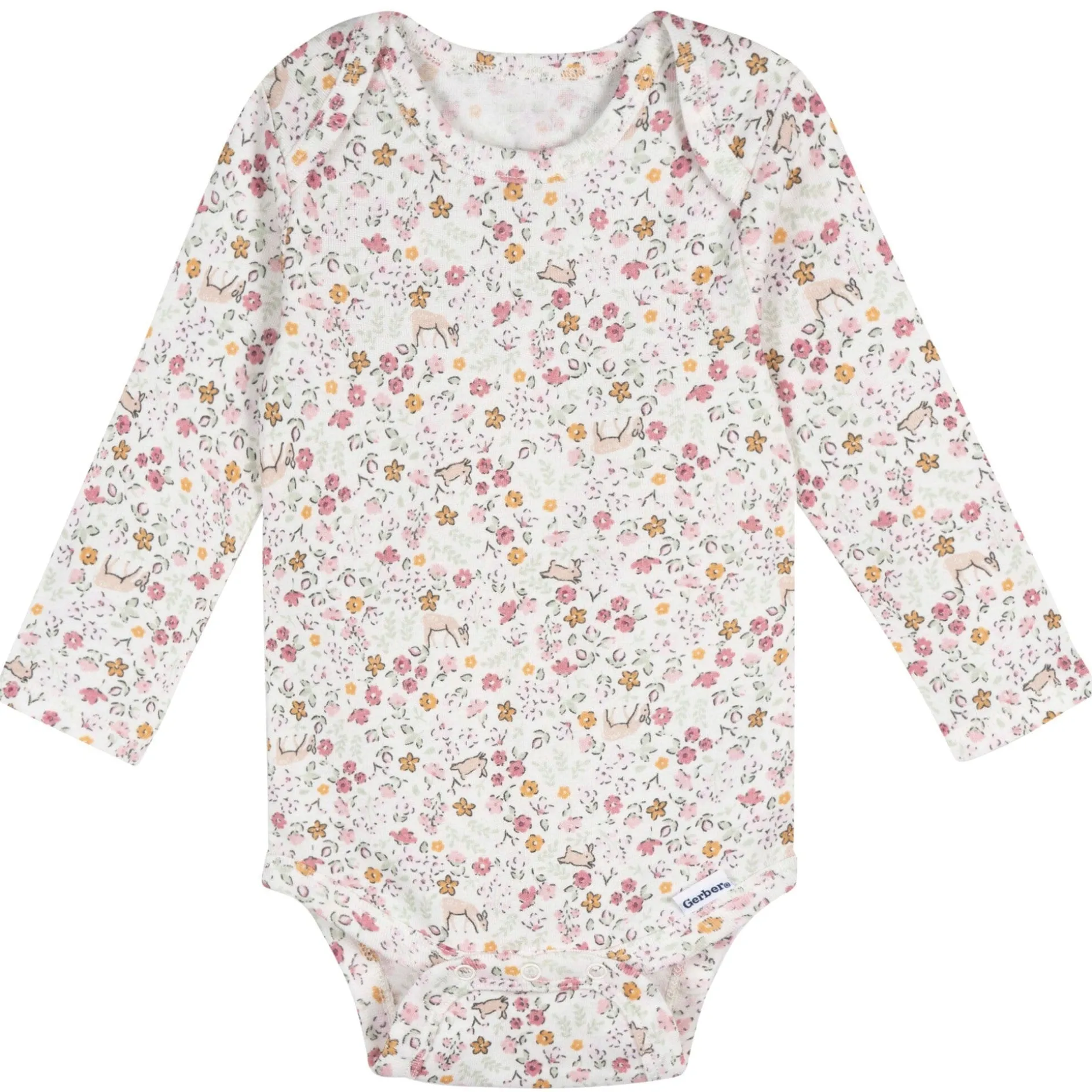 5-Pack Baby Girls Flowers Long Sleeve Bodysuits