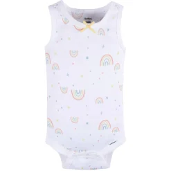 5-Pack Baby Girls Flowers & Rainbows Sleeveless Onesies® Bodysuits