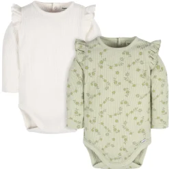 2-Pack Baby Girls Flower Toss Long Sleeve Onesies® Bodysuits