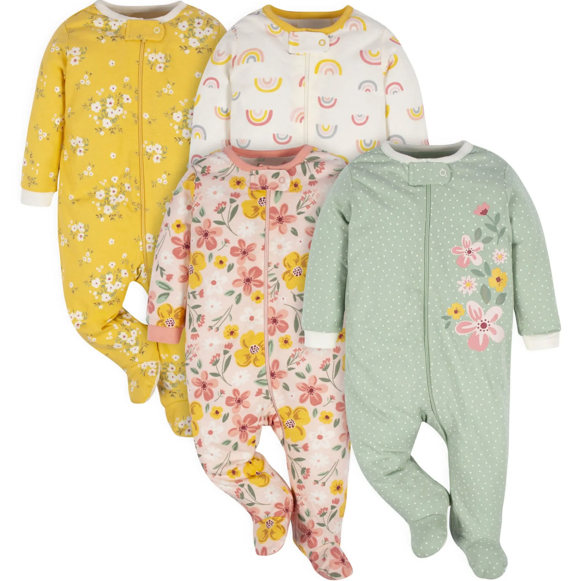 4-Pack Baby Girls Golden Floral Sleep 'N Plays