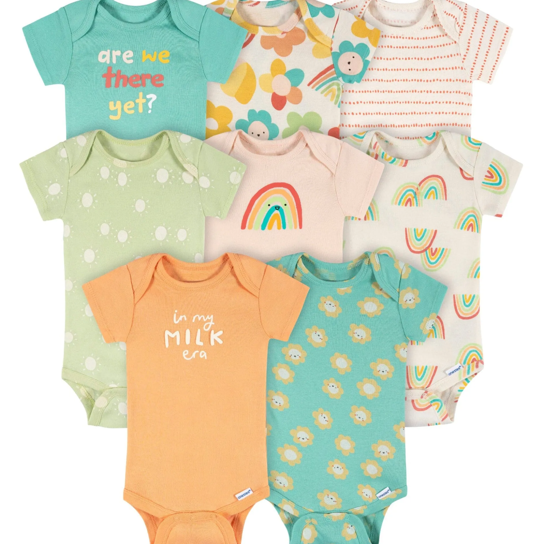 8-Pack Baby Girls Good Days Short Sleeve Onesies® Bodysuits