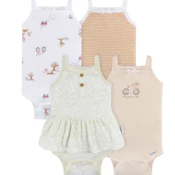 4-Pack Baby Girls Green Floral Sleeveless Onesies® Bodysuits