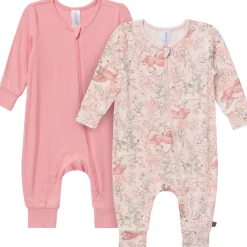 2-Pack Baby Girls Horses Zip Front Viscose Rompers