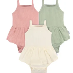 3-Pack Baby Girls Ivory, Mint, & Pink Sleeveless Skirted Onesies® Bodysuits