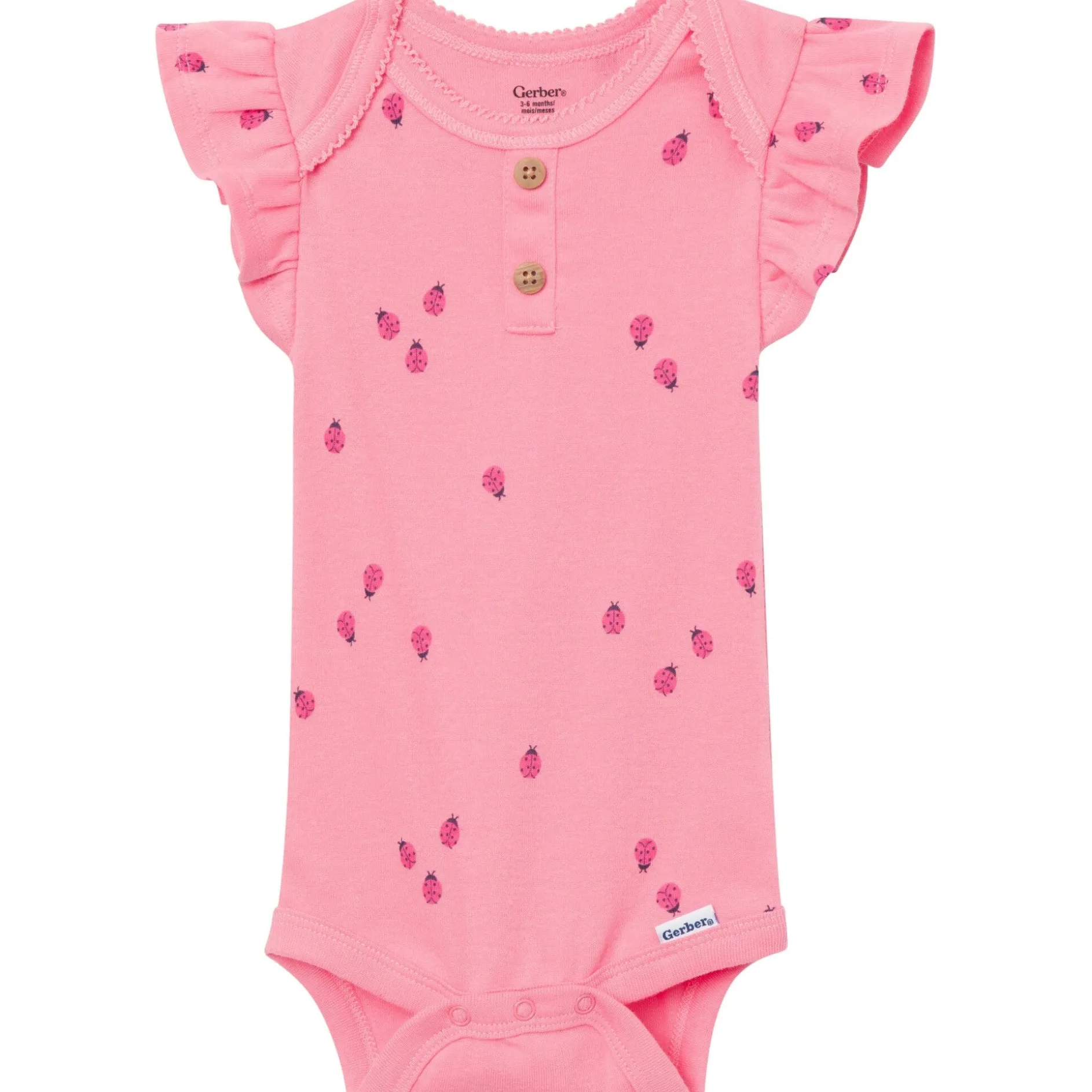 4-Pack Baby Girls Ladybug Pink Short Sleeve Bodysuits