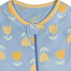 4-Pack Baby Girls Lemons Snug Fit Footed Pajamas