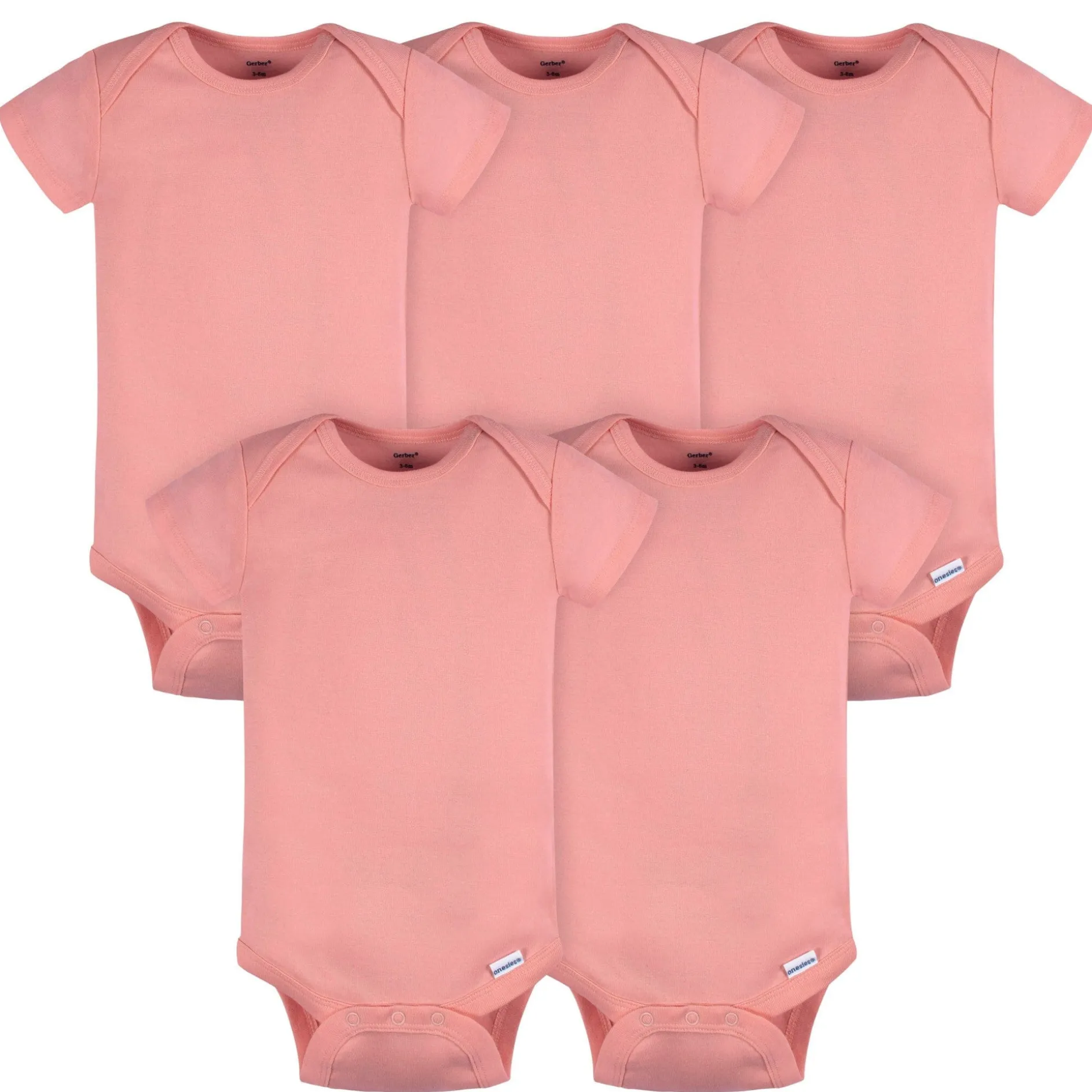 5-Pack Baby Girls Mauve Pink Premium Short Sleeve Lap Shoulder Onesies® Bodysuits