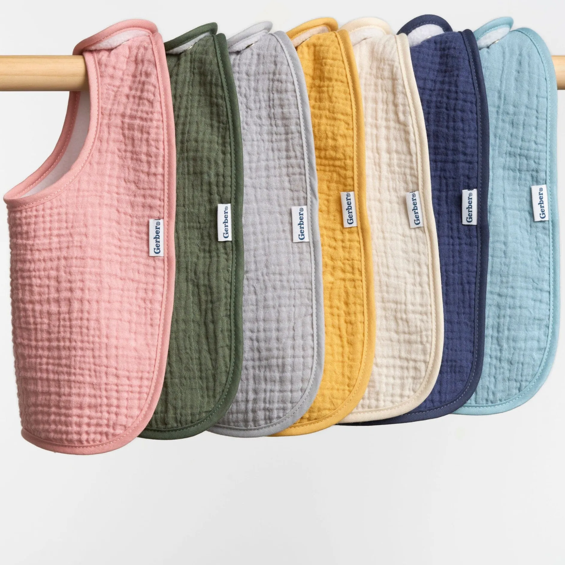 8-Pack Baby Girls Pastel Muslin Drooling Bibs