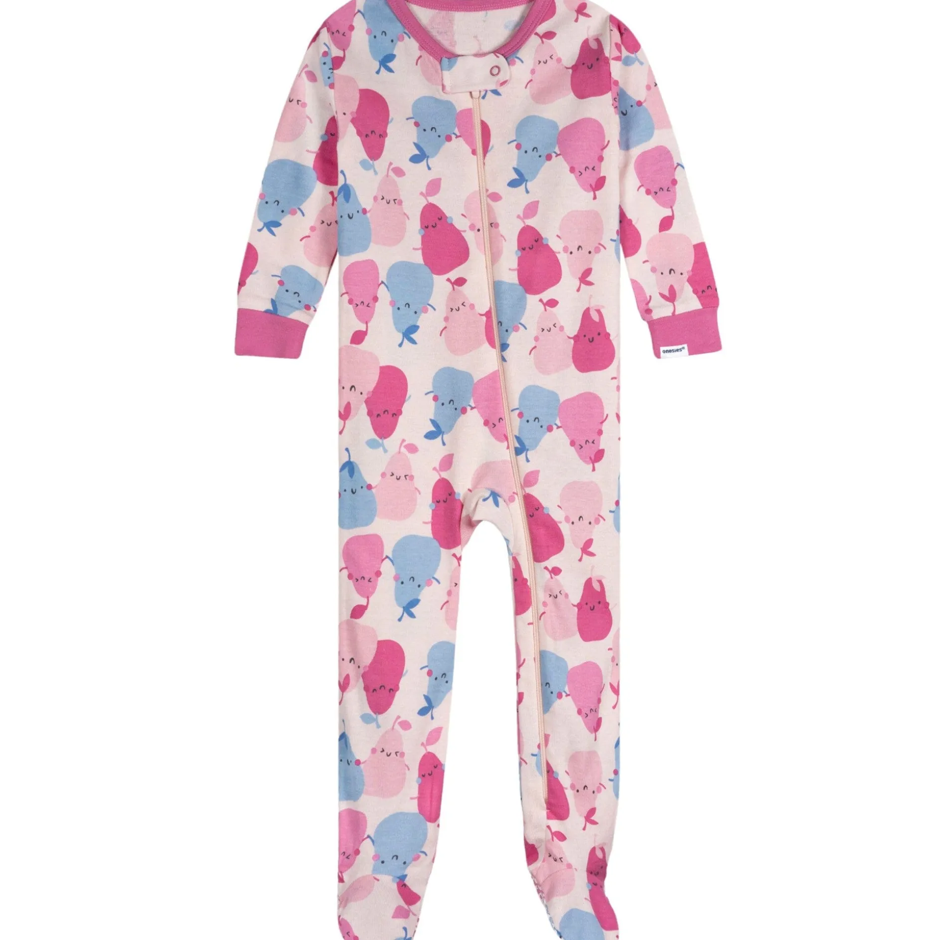 4-Pack Baby Girls Pears Snug Fit Footed Pajamas