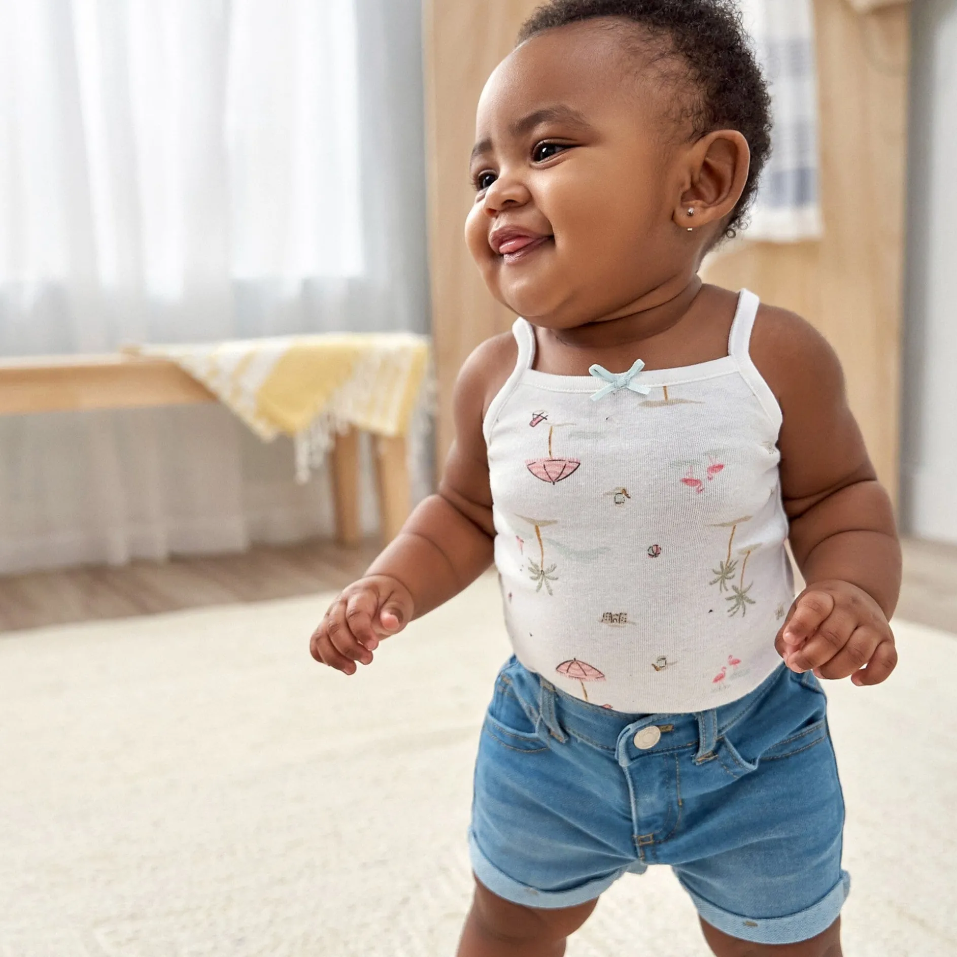 4-Pack Baby Girls Pink Flamingo Sleeveless Onesies® Bodysuits