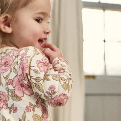2-Pack Baby Girls Pink Flower Zip Front Viscose Rompers