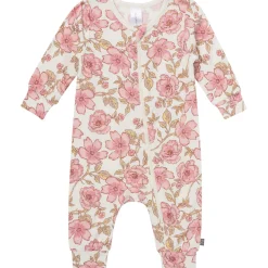 2-Pack Baby Girls Pink Flower Zip Front Viscose Rompers