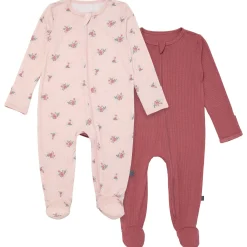 2-Pack Baby Girls Pink Roses Sleep 'N Plays With Mitten Cuffs