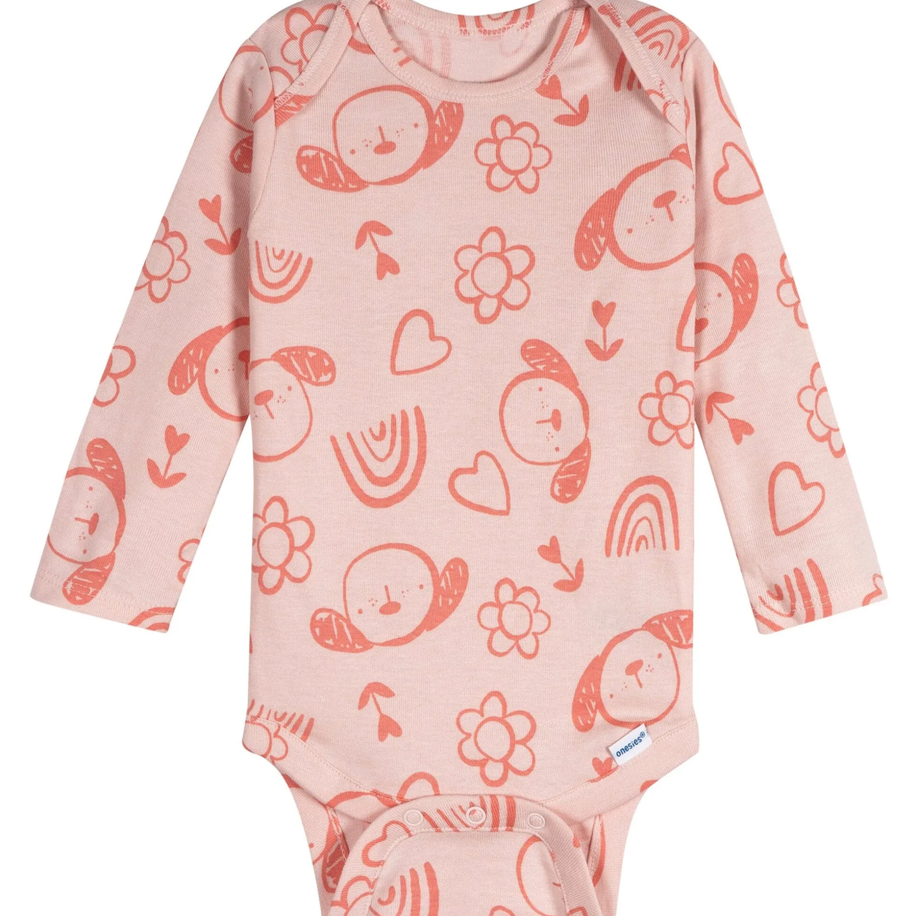 6-Pack Baby Girls Puppies Long Sleeve Onesies® Bodysuits