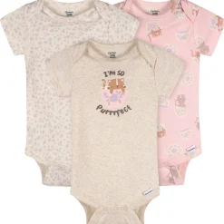 3-Pack Baby Girls Purrrfect Kittens Short Sleeve Onesies® Bodysuits