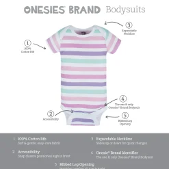8-Pack Baby Girls Rainbow Floral Short Sleeve Onesies® Bodysuits