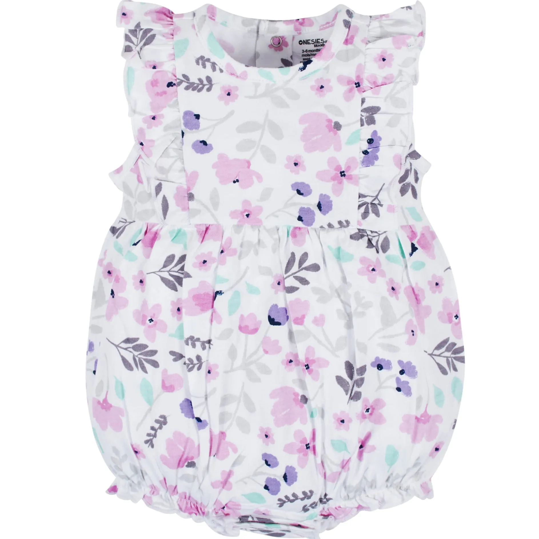 3-Pack Baby Girls Rainbow Floral Rompers