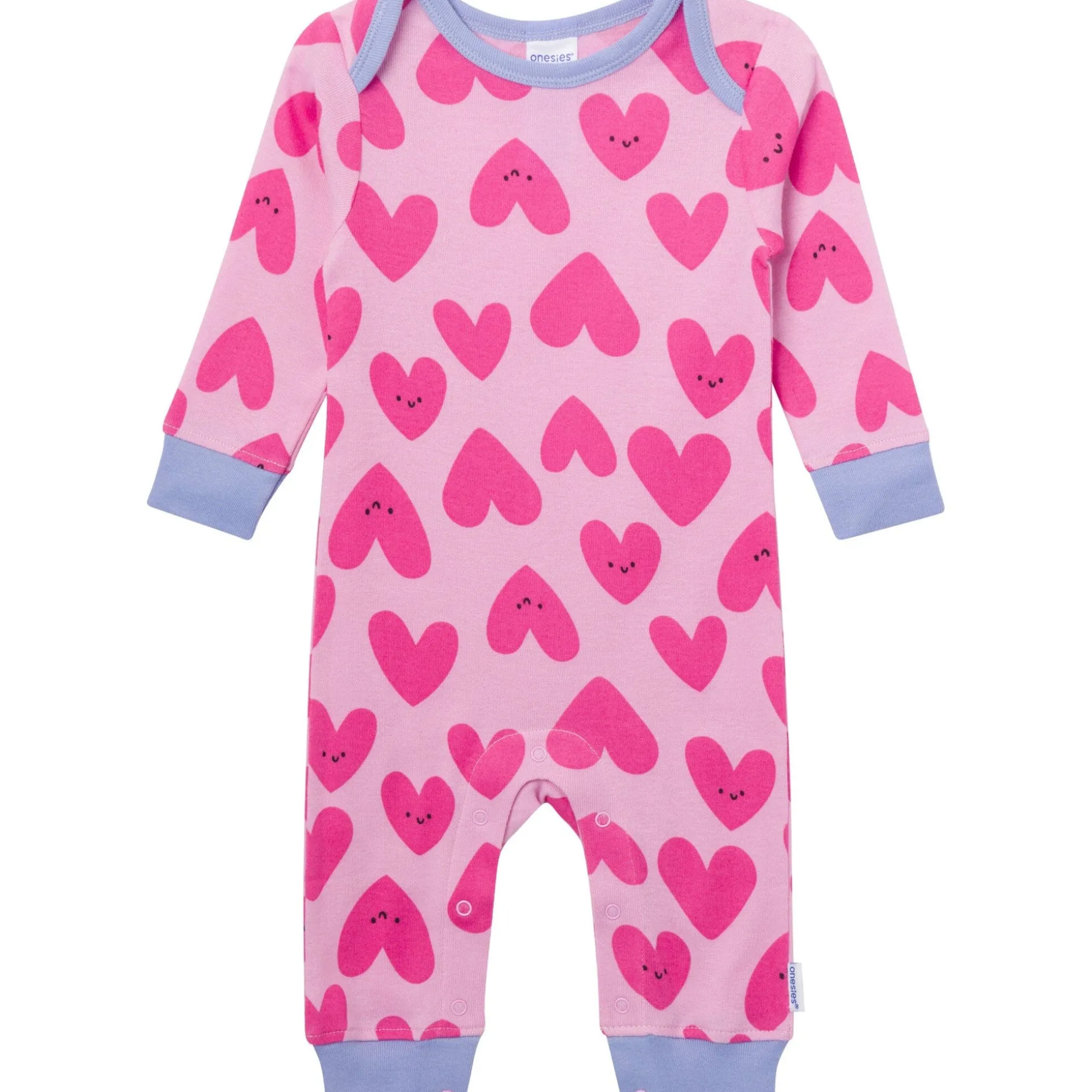 3-Pack Baby Girls Rainbows and Hearts Lap Shoulder Rompers