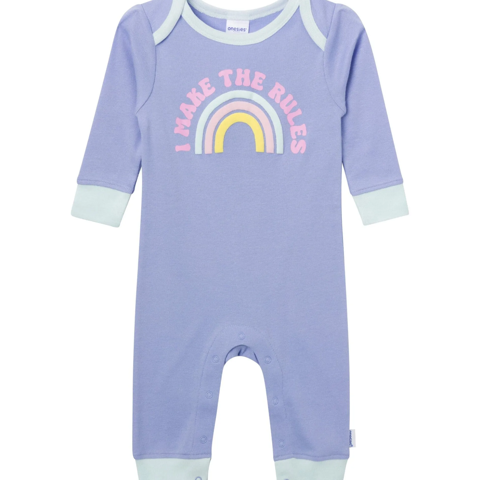 3-Pack Baby Girls Rainbows and Hearts Lap Shoulder Rompers