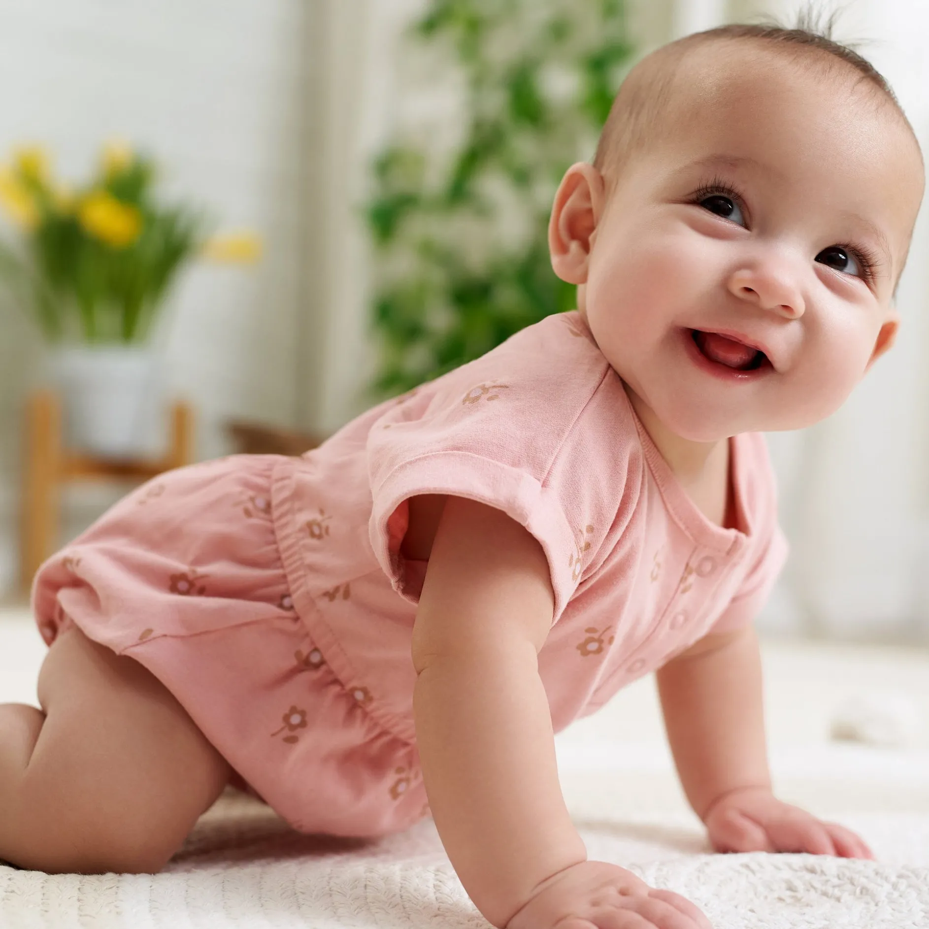2-Pack Baby Girls Retro Floral Rompers