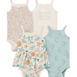 4-Pack Baby Girls Shells Sleeveless Bodysuits