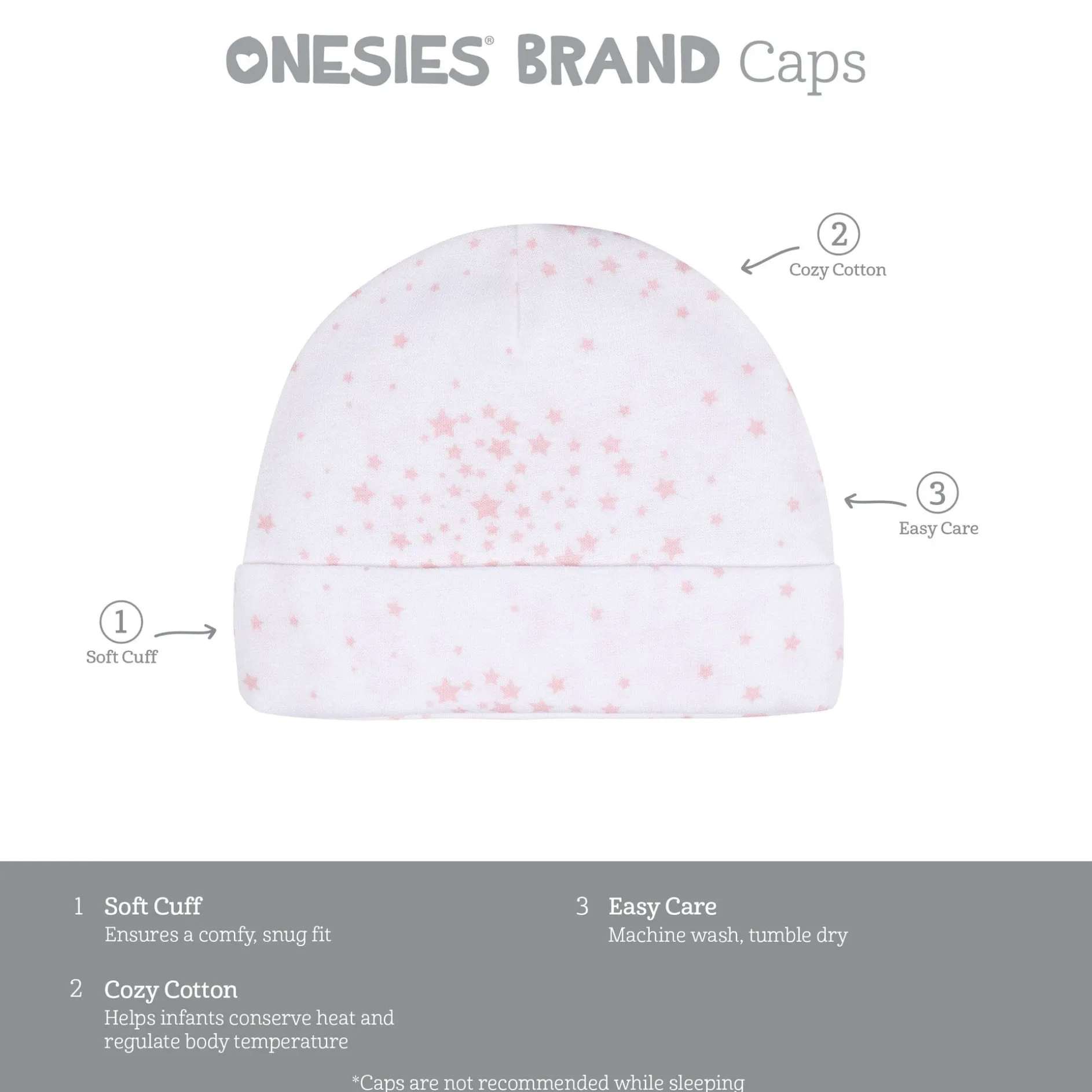 2-Pack Baby Girls Stars Caps