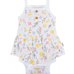 4-Pack Baby Girls White Floral Sleeveless Onesies® Bodysuits
