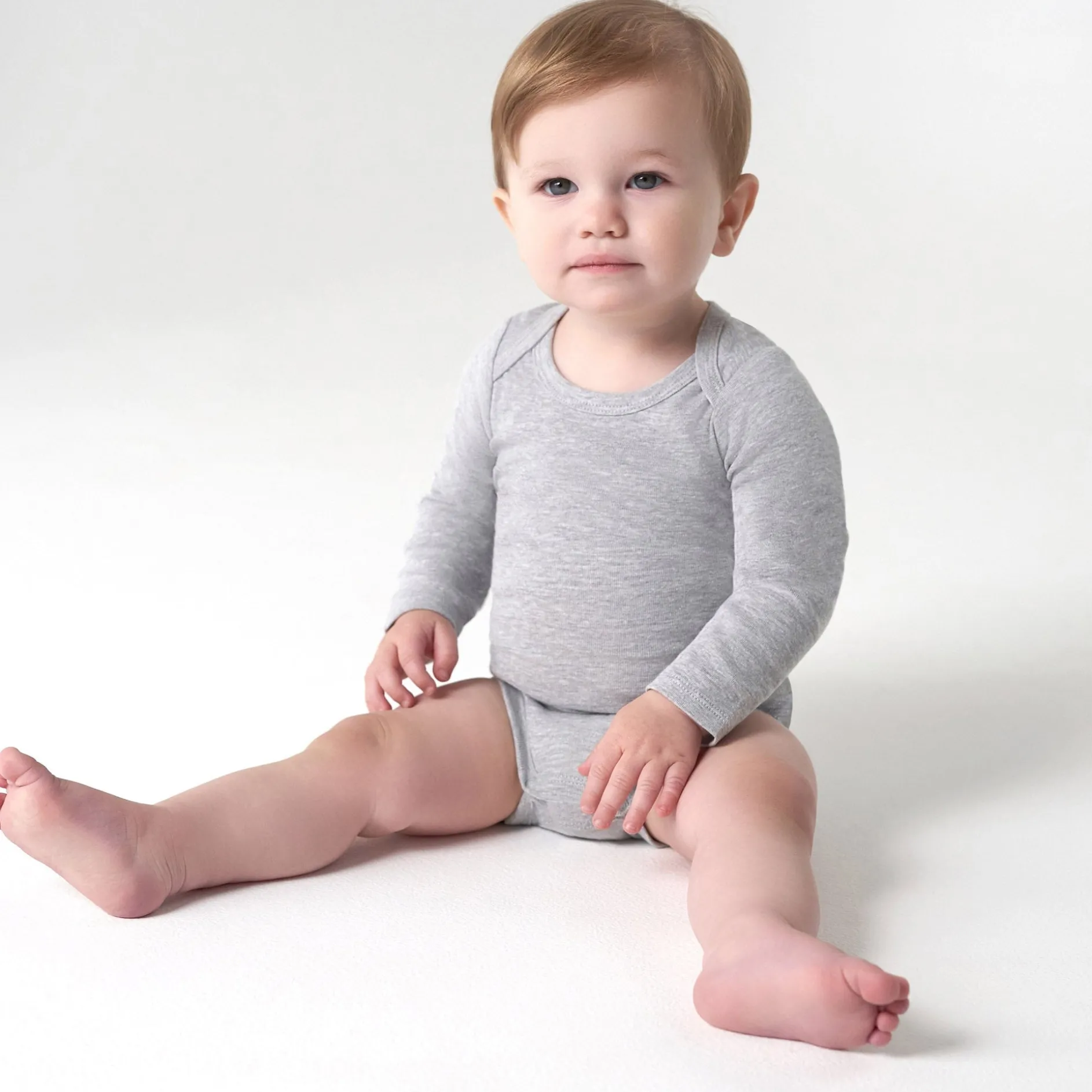 5-Pack Baby Heather Gray Premium Long Sleeve Onesies® Bodysuits