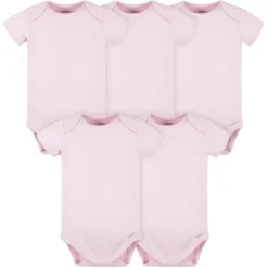 5-Pack Baby Light Pink Premium Short Sleeve Onesies® Bodysuits