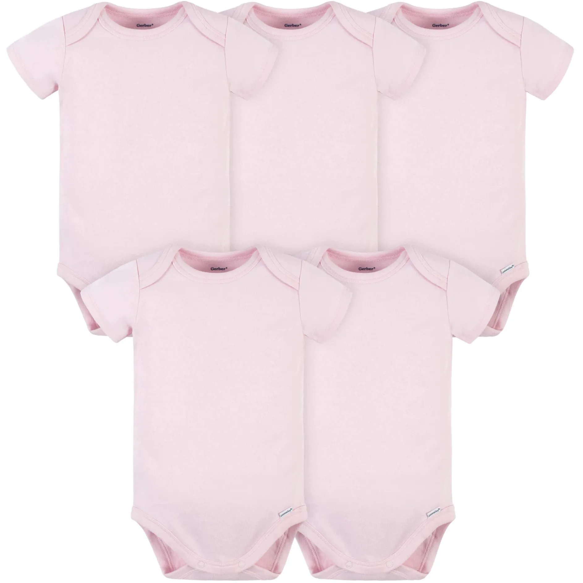 5-Pack Baby Light Pink Premium Short Sleeve Onesies® Bodysuits