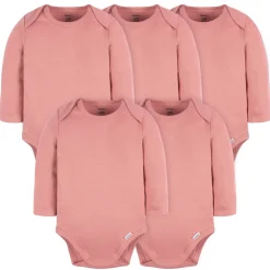 5-Pack Baby Mauve Pink Premium Long Sleeve Onesies® Bodysuits